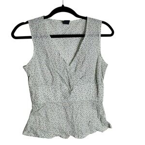 GAP Womens Small Green Polka Dot Sleeveless  Empire Waist Peplum Top Cotton